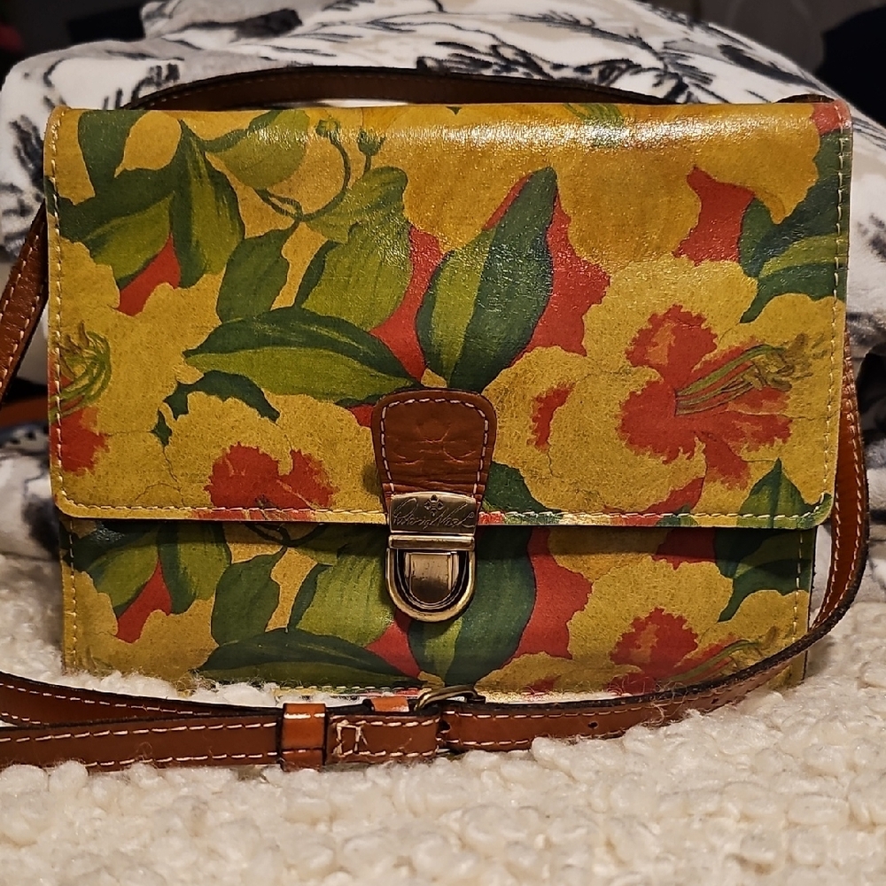 Patricia Nash Yellow and Green Floral Crossbody Bag